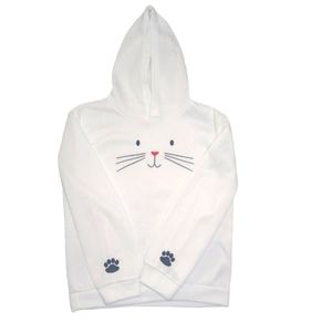 White Cat Face Hoodie with Paws